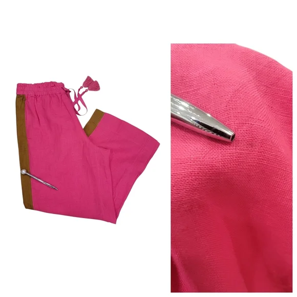 NWT J.Crew Linen Drawstring Wide Leg Pants Pink Brown Tux Stripe Women’s XS - Picture 13 of 14